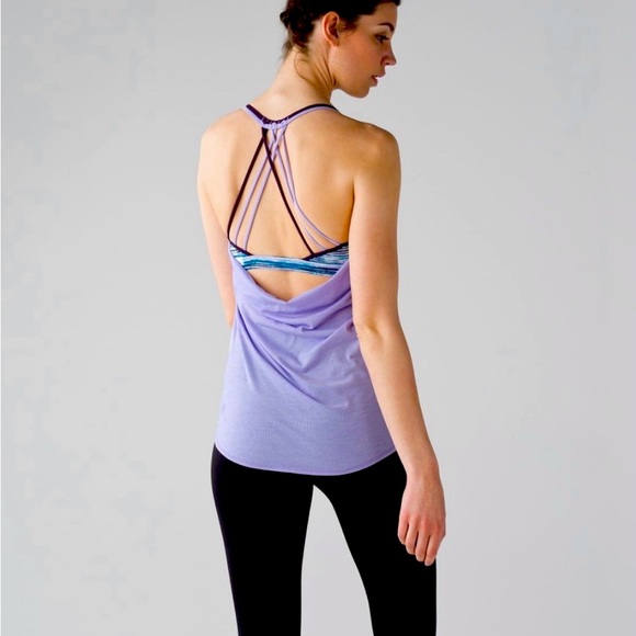 Lululemon✨NWOT✨Lighten Up Tank Strappy Bra✨Heathered Lilac Deep Zinfandel✨Size 4 - Picture 1 of 4